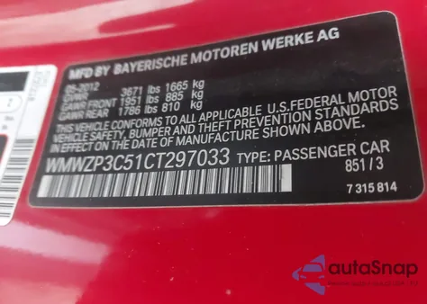 2012 Mini Cooper S z USA, uszkodzony, nr VIN WMWZP3C51CT297033